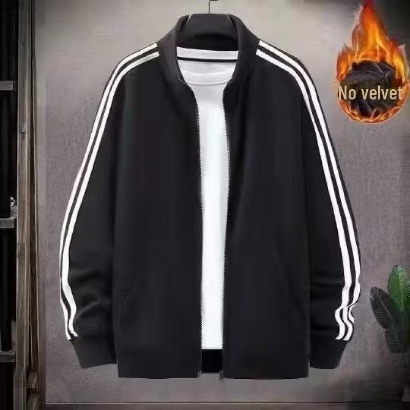 2024 Unisex Velvet Track Suit: Stand-up Collar Cardigan & Sweater 2-Piece Set for Couples