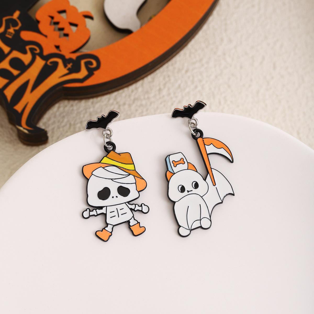 Halloween Cartoon Cute Ghost Pumpkin Earrings Personality Creative Design Sense Funny Earrings Girl