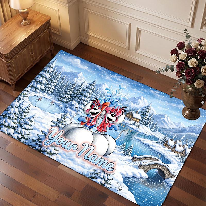 Diddl Personalized Crystal Velvet Carpet, Customized Name Text Soft Anti‑Slip Rug for Living Room Bedroom