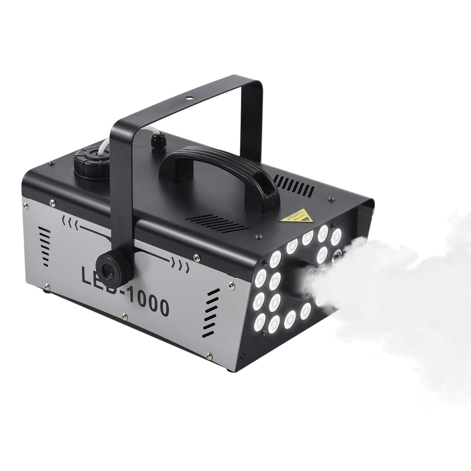 

Противотуманная машина для улицы, 18 светодиодных фонарей, 13 цветов, 1000 Вт, 5000 куб. футов в минуту, дымовая машина для праздника Хэллоуина EU Plug белый/чёрный