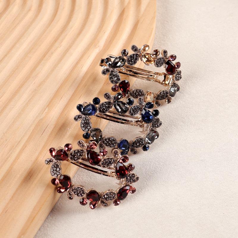 Luxus Mond-Haarspange mit Strasssteinen und Perlen im koreanischen Stil