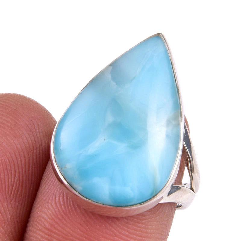 

Natural Republic Larimar Gemstone 925 Solid Sterling Silver Gift Ring S.7 a5h35
