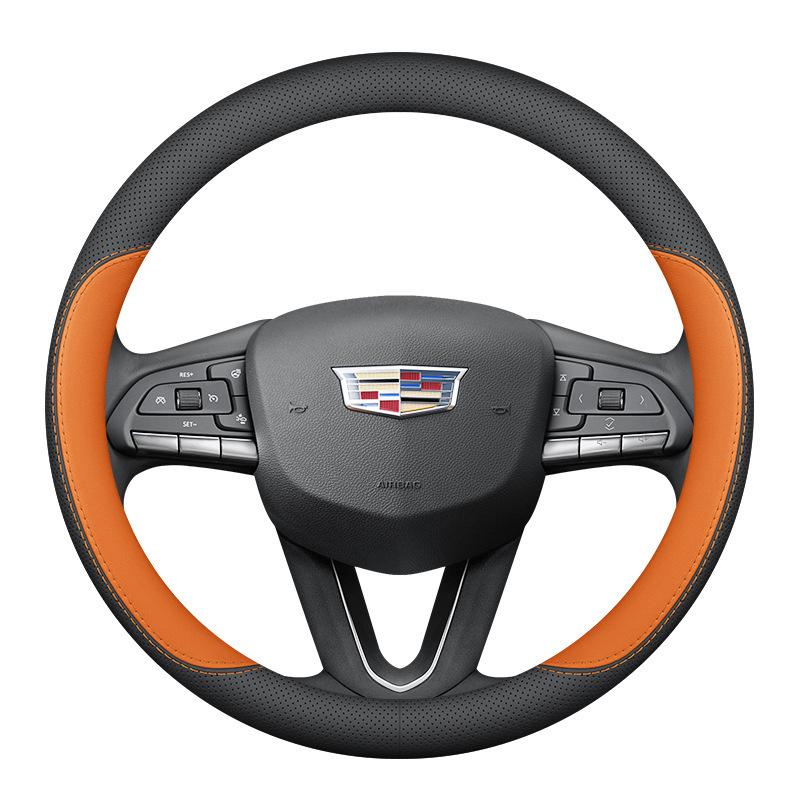 Ultra-thin Genuine Leather Steering Wheel Cover for Cadillac CT5, XT5, XT4, GT4, XT6, CT6