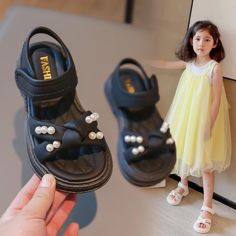 Girls' Sandals2026New Summer Pearl Children's Shoes, Stylish Princess Shoes for Girls, Non-Slip Beach Shoes