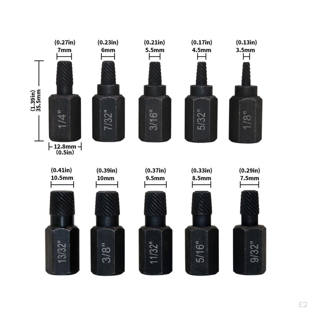 10 Pieces Steel Damaged Screw Extractor Easy Out Demolition Tools Gifts for Men and Women Removing