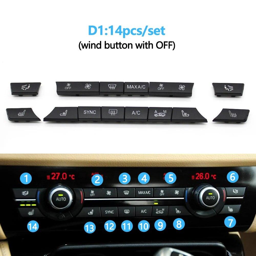 11/12/14pcs Dashboard Air Conditioner AC Button Heater Switch Cover For BMW 5 6 7 Series X5 X6 F10 F18 F06 F12 F01 F02 F15 F16