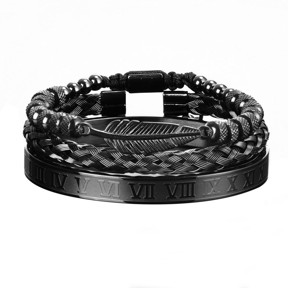 2026 Feather Bracelet European and American Reticulated Roman Numeral Bracelet Set