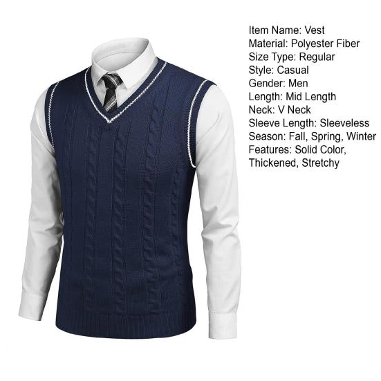 Pánská vesta svetr s výstřihem do V bez rukávů Slim Fit Colorblock Pletený svetr Slim Fit Střední délka Zahuštěný svetr preppy a business stylu