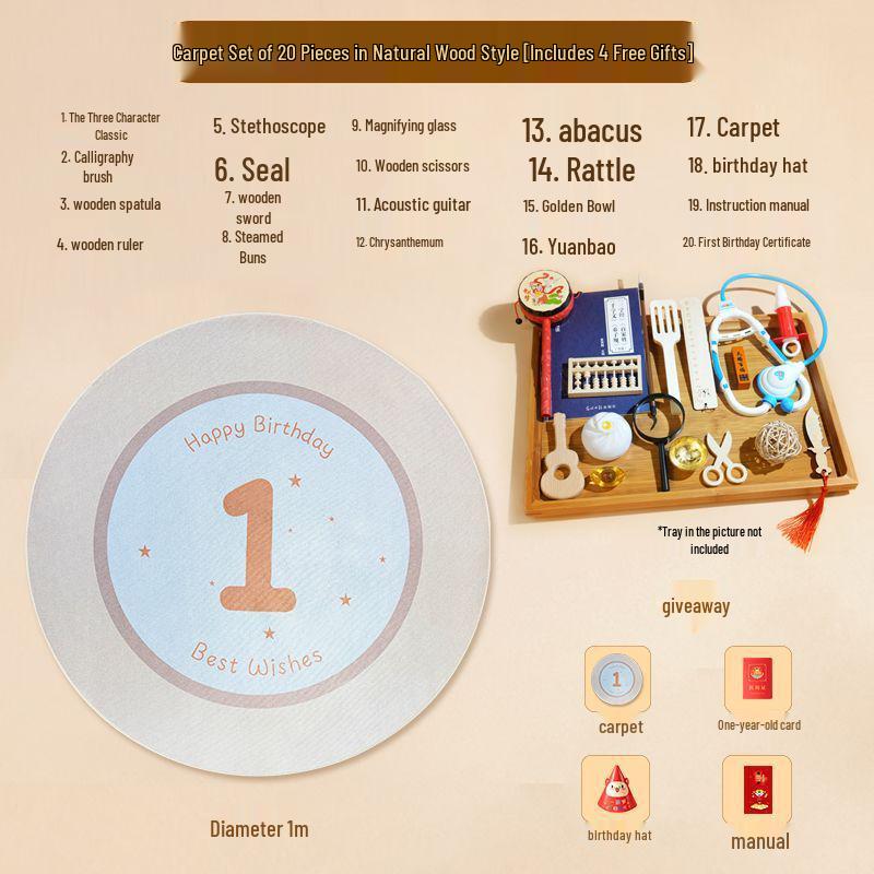 Zhua Zhou Requisiten-Set: Babys erster Geburtstag Zeremonie für Jungen & Mädchen