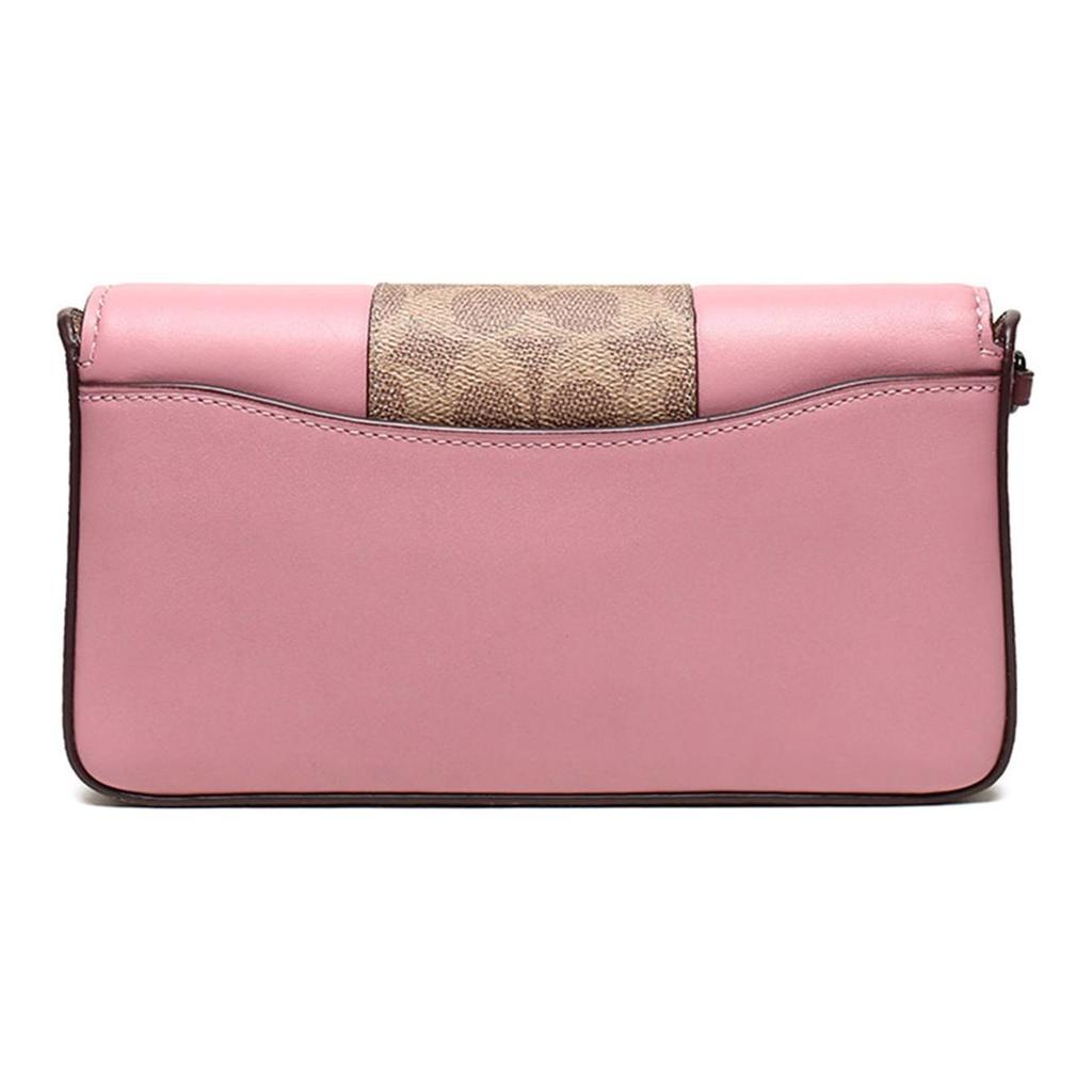 Coach Dinky Logo Coated Canvas Crossbody Shoulder Bag Medium Women Bags Brown Yellow Pink 76368-V5P2P