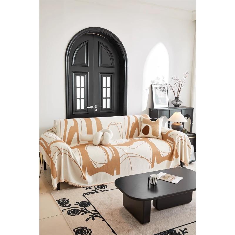 

Геометрический абстрактный современный стиль, простой утолщенный синельный нескользящий чехол для дивана, тканевый чехол для дивана, кусок ткани с полным покрытием 180*130cm