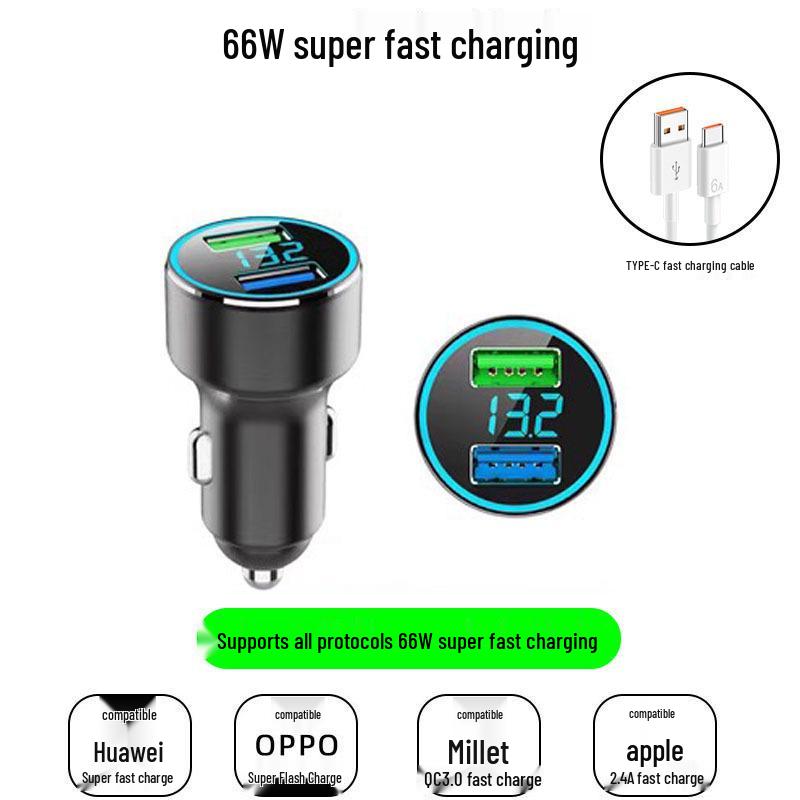 66W Dual-USB-Autoladegerät - Schnelles Laden für Mobiltelefone