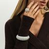 Salircon Punk Creative Rhinestone Rivet Chunky Bracelet Ring Set Women Vintage Stackable Wide Resin Bangles Grunge Jewelry Gift
