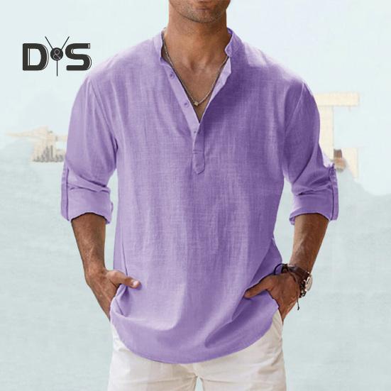 Anti Pilling Shirt Top V Neck Classic Men Summer Loose Shirt