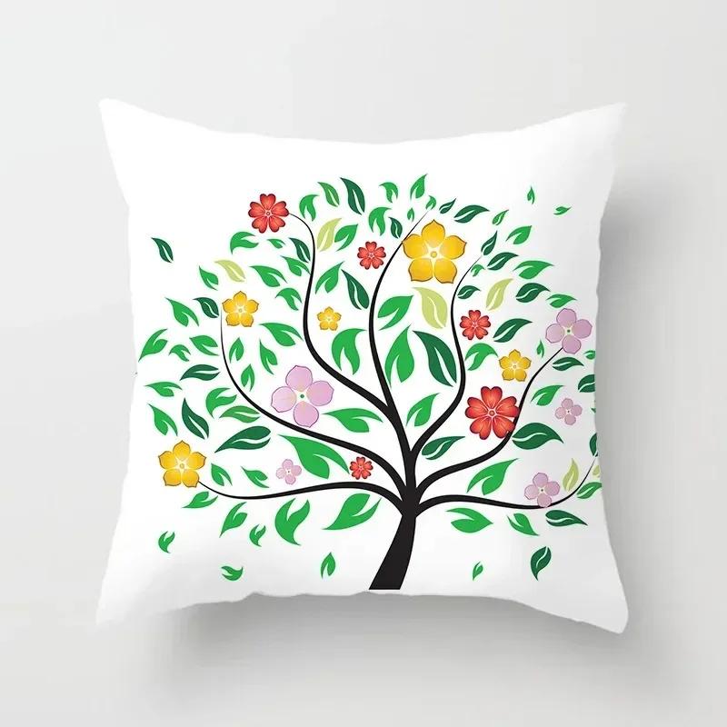 Luxury Home Decor Pillowcase Living Room Sofa Cushion Cover Creative Painting Colorful Tree Print Cushion Cover