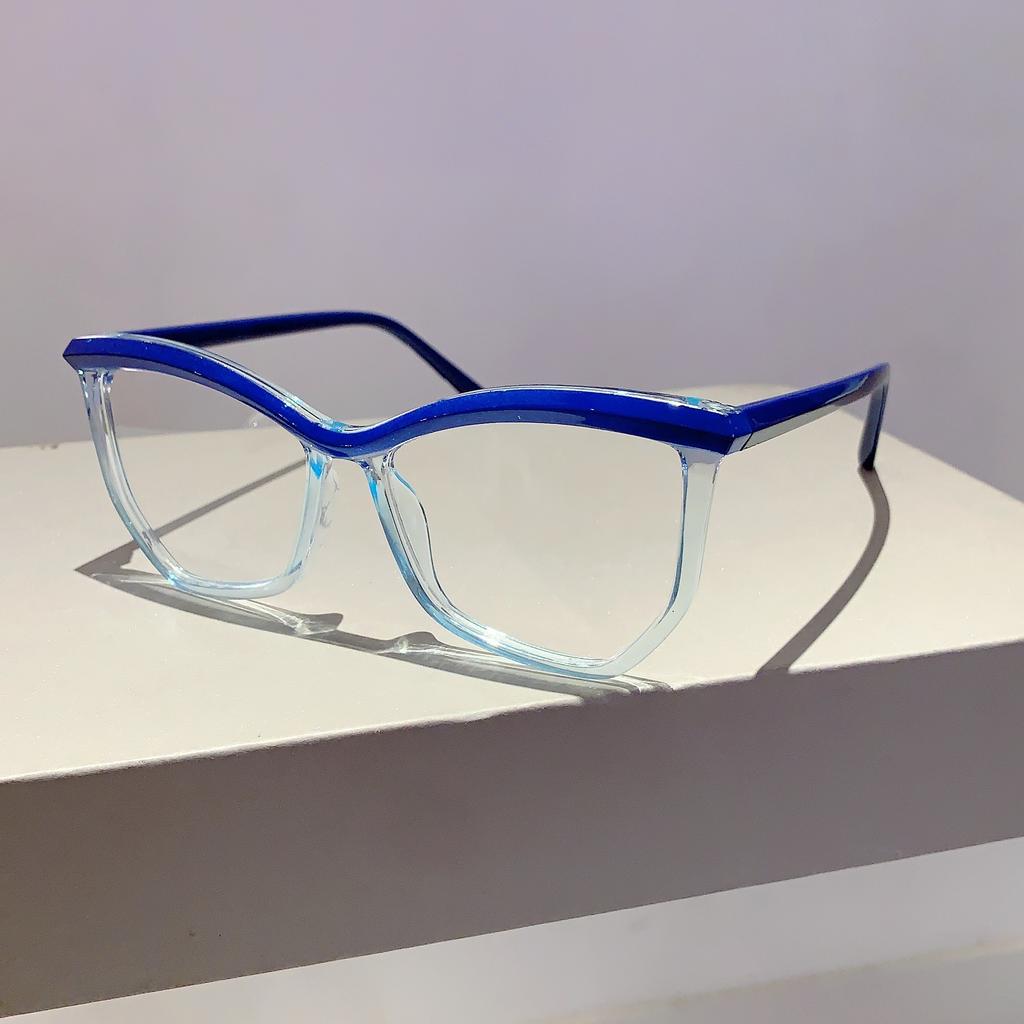 Irregular Rim Non-Prescription Eyeglasses  New In Stylish Trendy Design Oversized Blue Light Blocking Women Eyewear