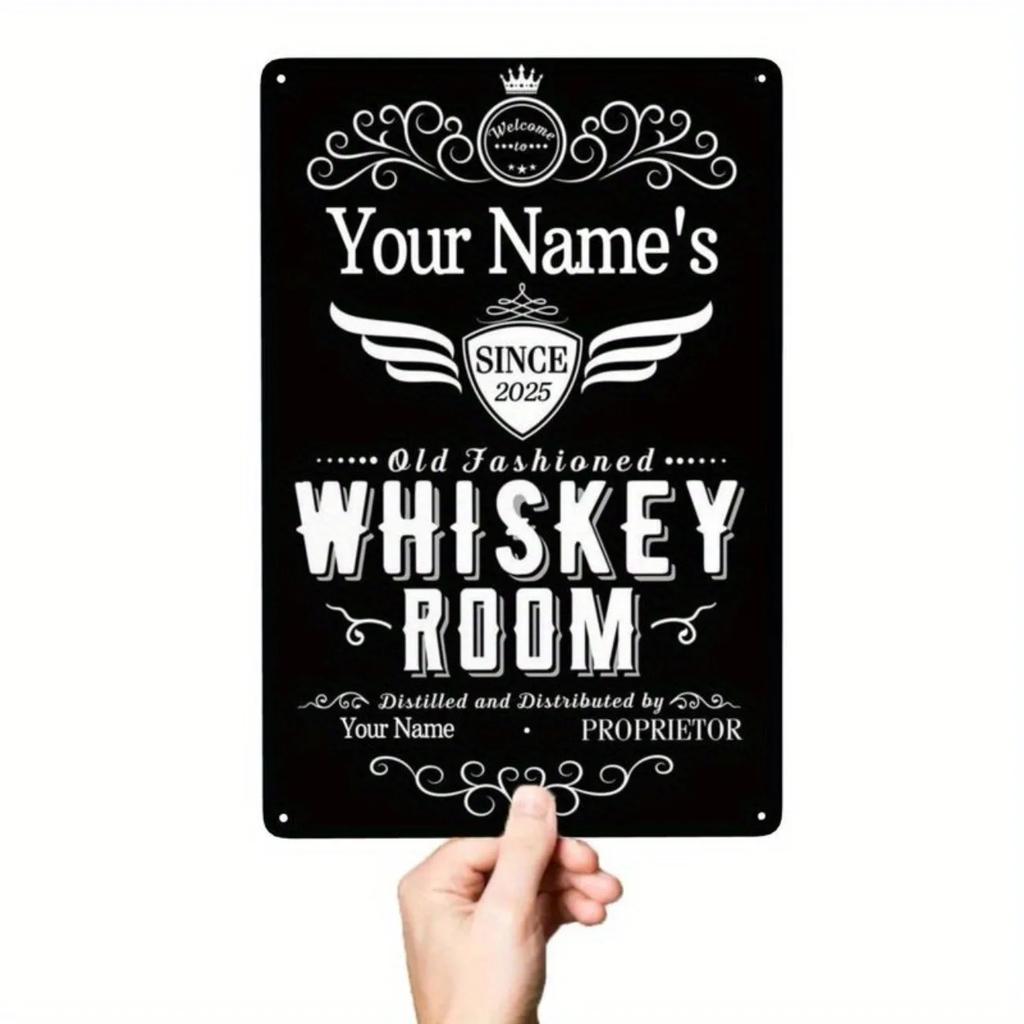 Custom Vintage Whiskey Bar Metal Sign Personalized Rustic Pub Wall Art Hanging Plaque Home Decor