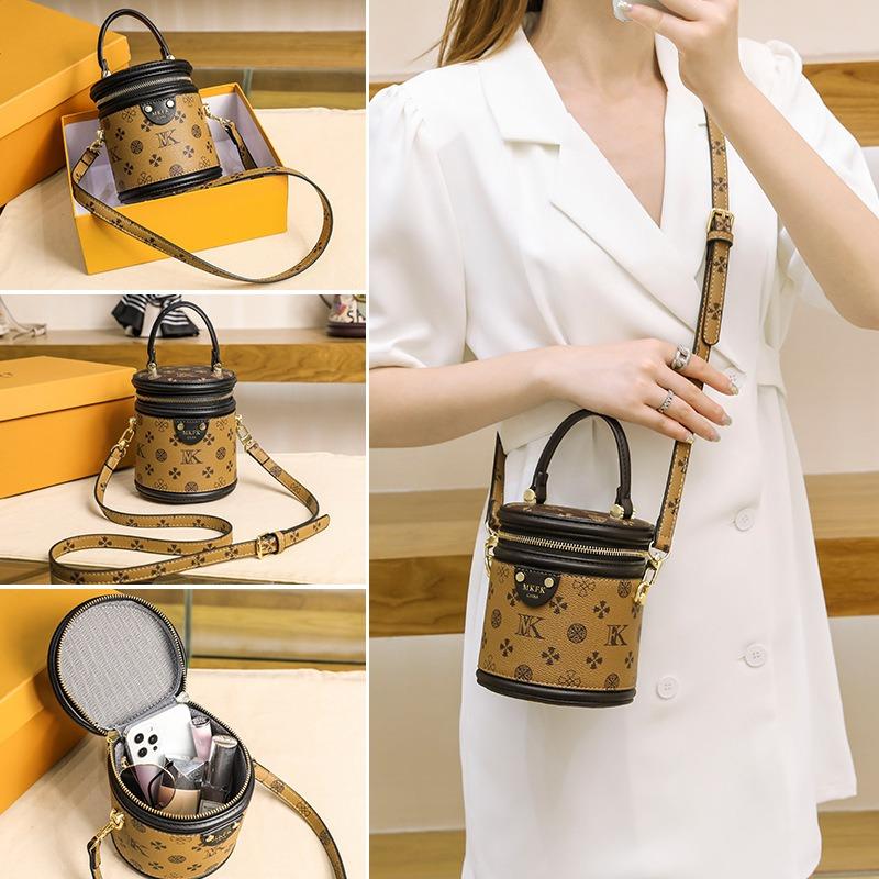 Autumn and Winter New Women's Bags Large-capacity Bucket Bags Fashionable Small Round Bags Shoulder Bags Messenger Commuter Handbags