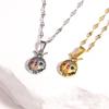 Collane Pendenti Coccinella in Acciaio Inossidabile Color Oro per Donne Moda Zircone Colorato Charm Collana Animale Gioielli Femminili