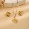 Exquisite Irregular Geometric Leaf Texture Jewelry Set: Love Earrings & Necklace