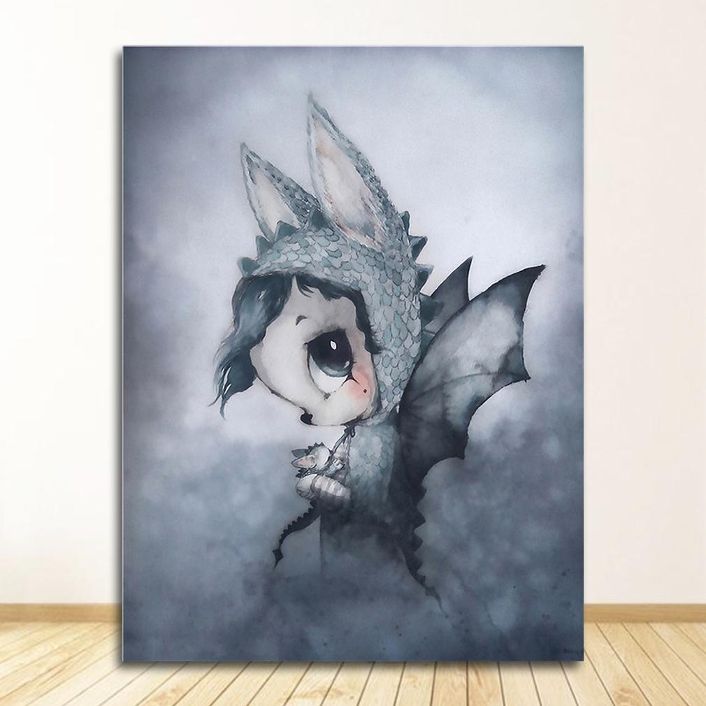 Picture Deer Rabbit Angle Wing Animal Abstract Sweet Living Room Home Decor Poster Print Nordic Canvas Painting Girl Bedoom Wall