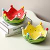 Creative Ceramic Watermelon Fruit Bowl with Fork for Home Living Room Fruit Plate Salad Bowl Cute Stainless Steel Fork