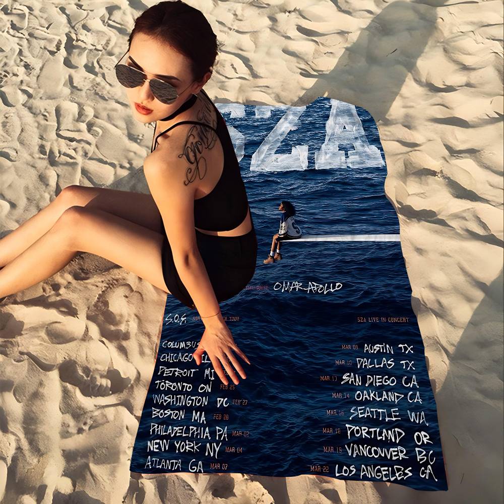 SZA SOS Album Bath Towel Microfiber Soft Water Absorbing Breathable For Girl Kids Decorative Cartoon Beach Towel