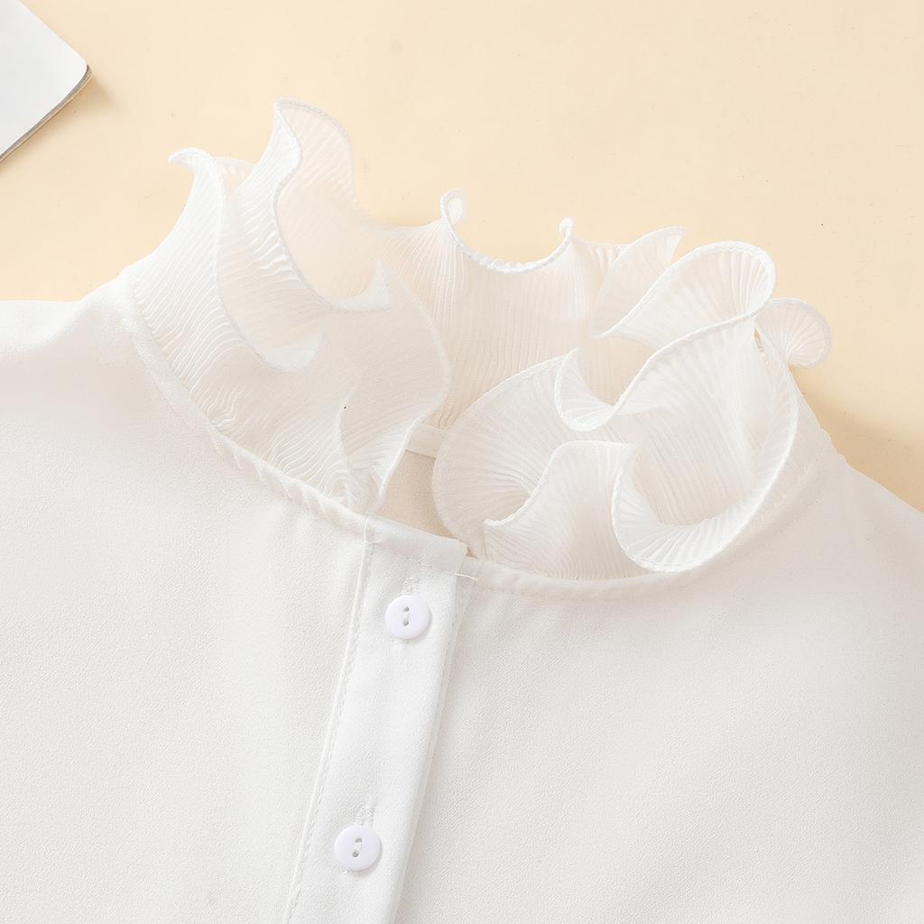 Elegant Ruffle Stand Collar Stylish White Half Shirt Chiffon Dickey Collar Fashion Versatile Inside False Collar
