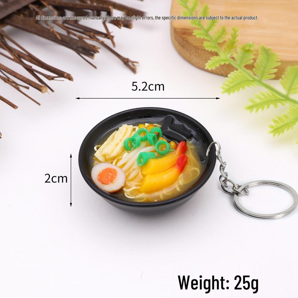 Mini Japanese Ramen Bowl Pendant - Creative Food Model Toy with Seafood Noodles