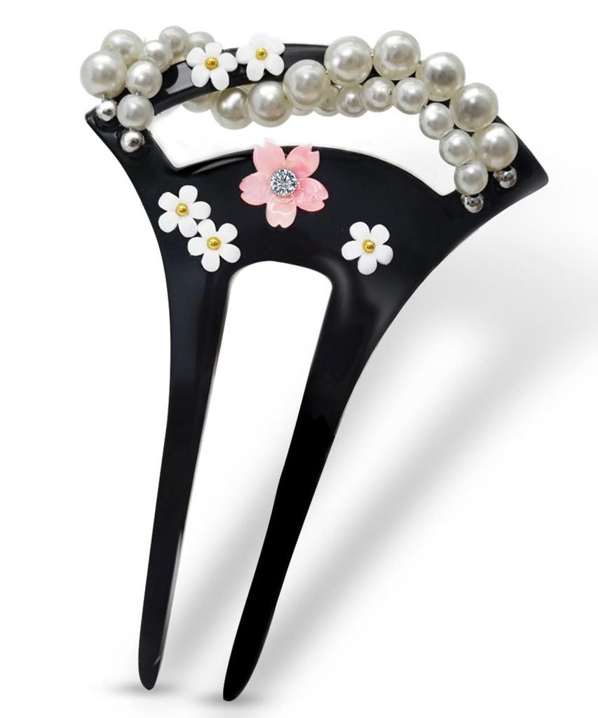 Baramoly Hair Hairpin with Perfect for New and HC002 Ornament, Drum-Shaped Pearls, Weddings, Kimono, Bridal, Graduations, Year's, Updos.