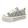 Thick-soled Heightening Canvas Shoes Women's 2025 Spring and Summer New Little White Shoes National Style Embroidery Ins Tide Sports and Leisure Boar