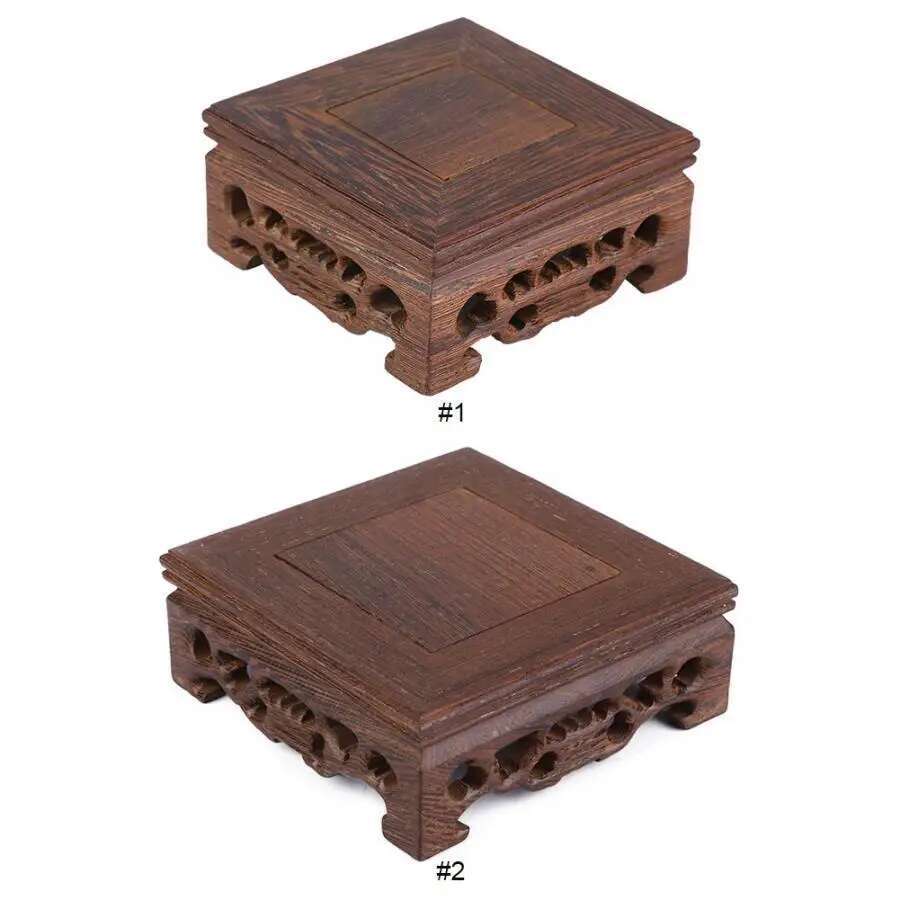 Wooden Retro Tea Tray Table Delicate Small Square Teapot Bases Vase Decor Solid Wood Bonsai Pedestal Wooden Base Serving Tray