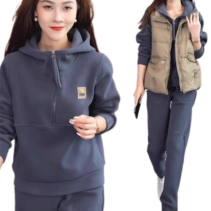 Damen Promi-Stil Sweatshirt-Set mit Fleecefutter - Herbst/Winter 2025