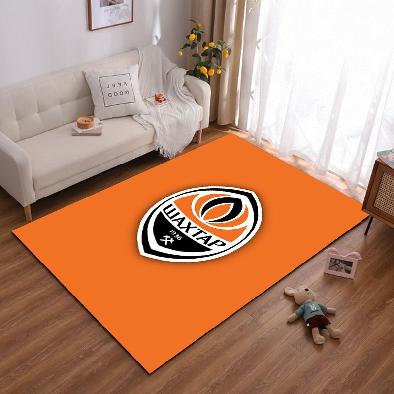 Orange and Black Badge Design Rug, Non-slip rug suitable for living room and bedroom sofas sofas.