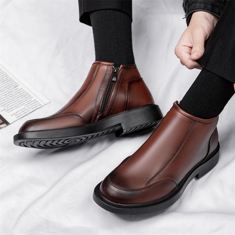 Fashion 2024 New Casual Leather Boots Classic Trendy Versatile Comfort Footwear High Top Business Shoes British Style Casual Short Boots