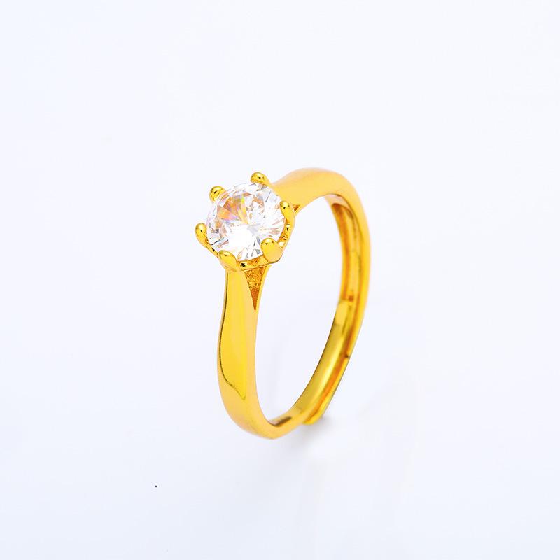 

Женское позолоченное латунное бриллиантовое открытое кольцо - модный и простой ювелирный аксессуар Adjustable Open Size