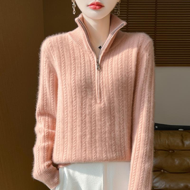 Thickened Lapel 100 Cardigan for Women In Autumn and Winter Style High-end Style Loose Knitted Base Shirt Skin-friendly and Comfortable Sweater