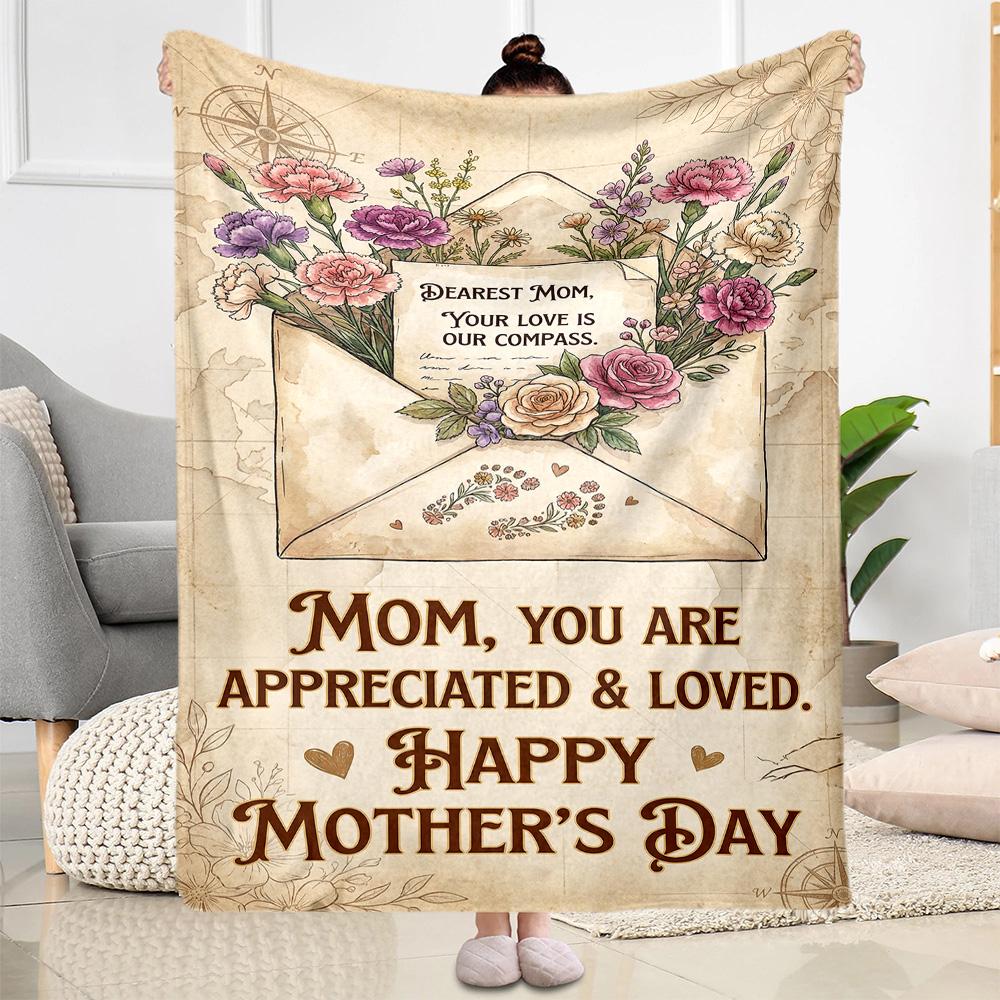 Mother's Day Greeting Card Blanket Suitable for Sofas,travel, Living Rooms Also a Good Gift for Friends and Family Suitable for All Seasons.