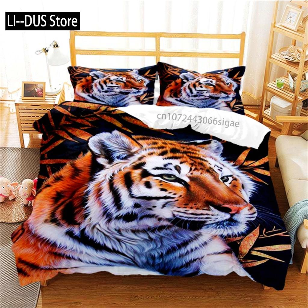 Comforter Tiger Soft Comforter Microfiber Animal Bedding Set Tiger Pattern For Room Decor Bedclothes Bedroom