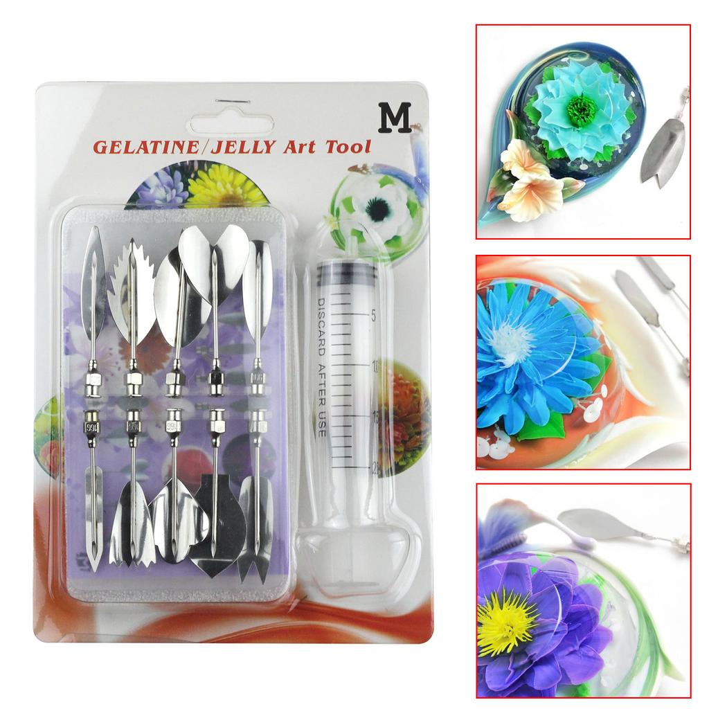 14 Stil 3D Gelatine Kuchenform Gelee Kunst Pudding Blumen Edelstahl Düse Spritze Nadel Set Kuchen Dekorationswerkzeuge