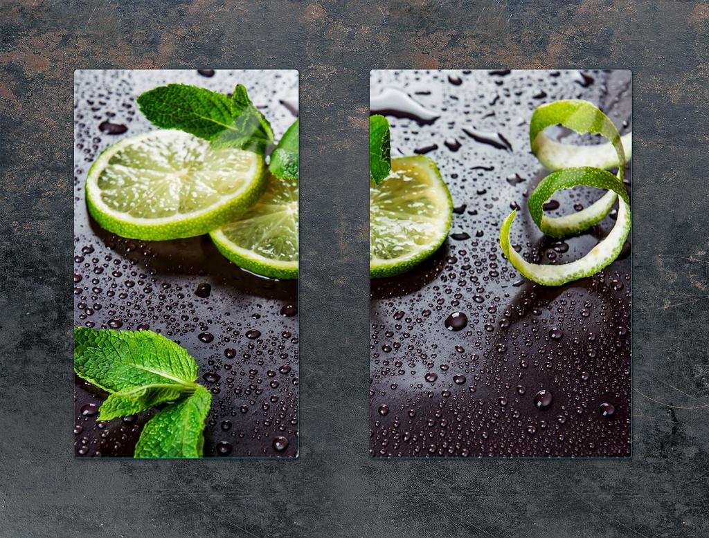 SZKLANA PŁYTA OCHRONNA DO KUCHNI 65x52 LIMONKA