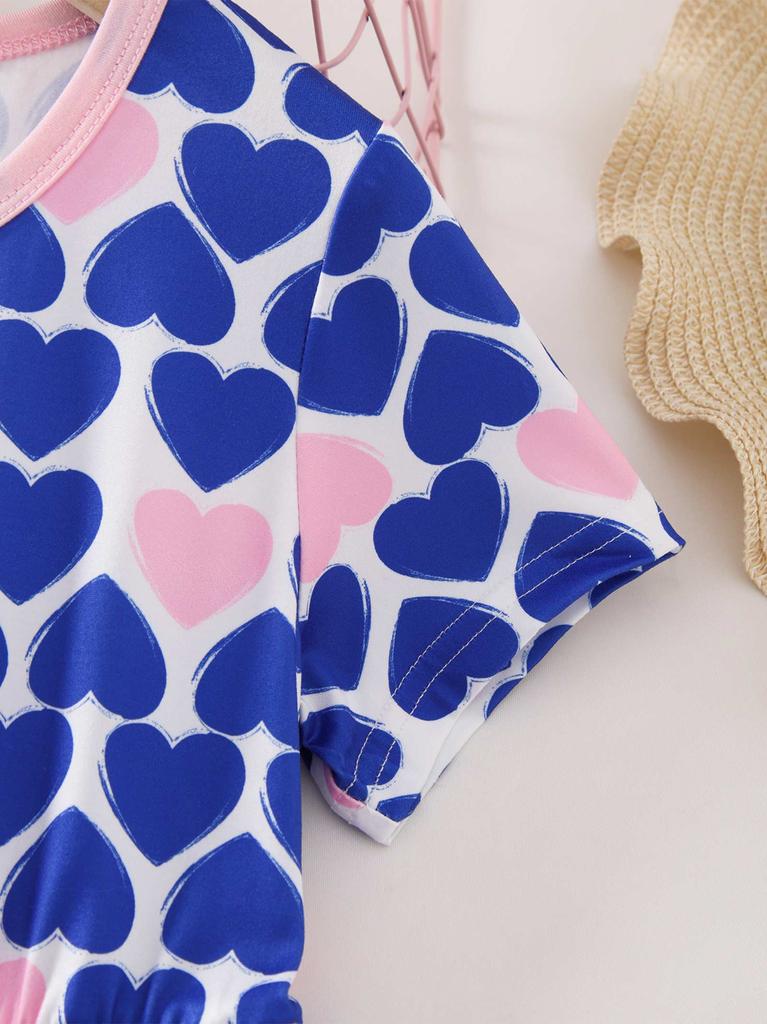 Toddler Girls Casual Short Sleeve Dress, Summer Sweet Heart Princess Dresses for Ages 1-8Y