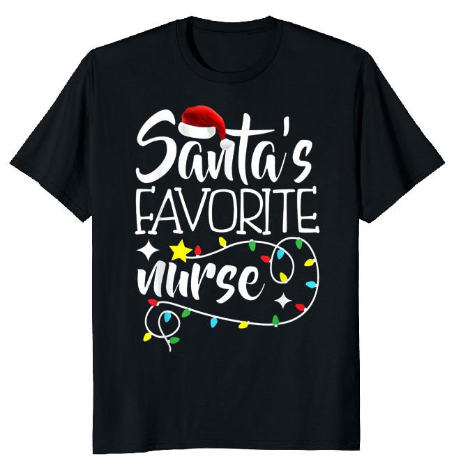 NEW LIMITED Santa Favorite Nurse Christmas Funny Novelty Tee M