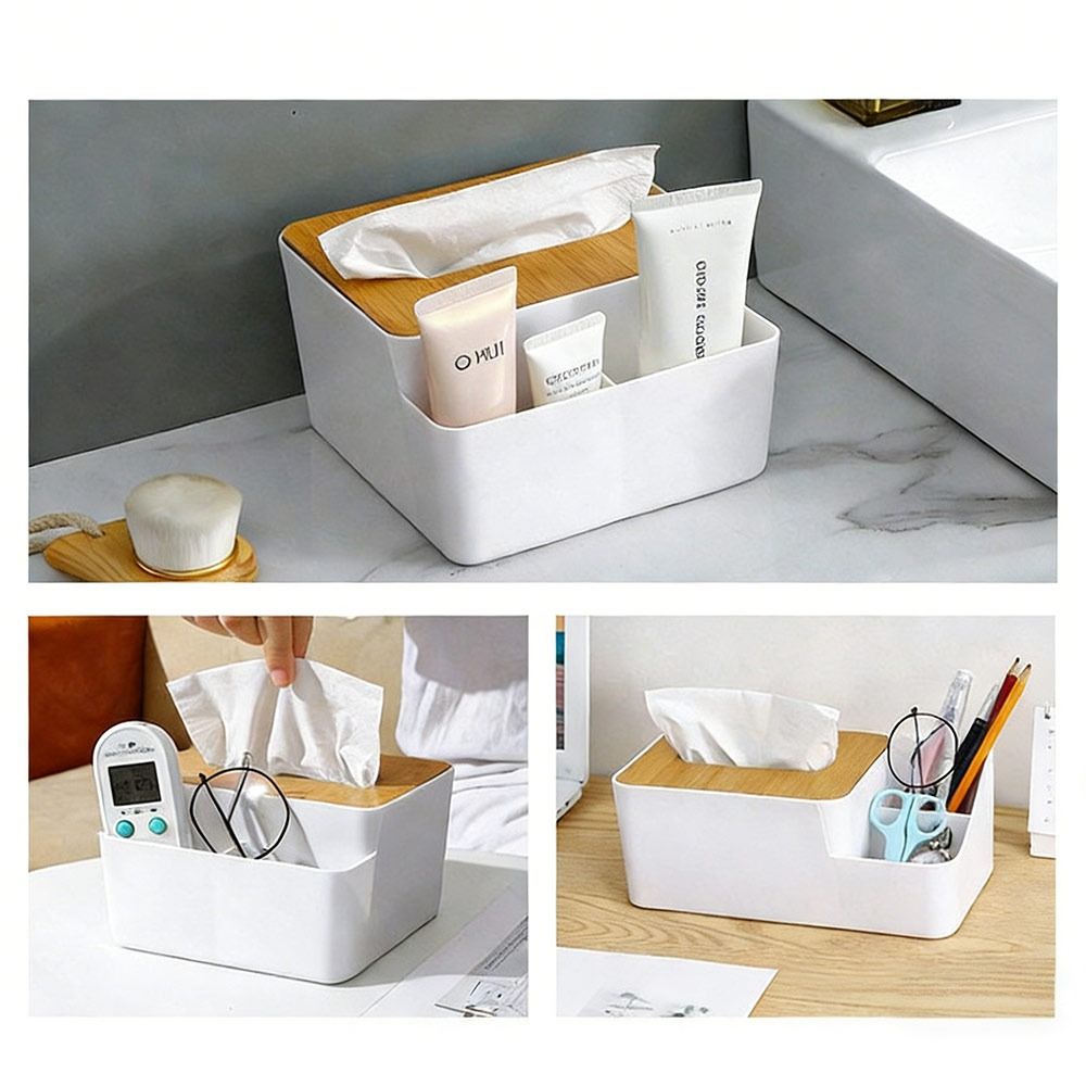Wooden Cover Tissue Box Multi-Function Tissue Case New Napkin Storage Box  Table Decoration