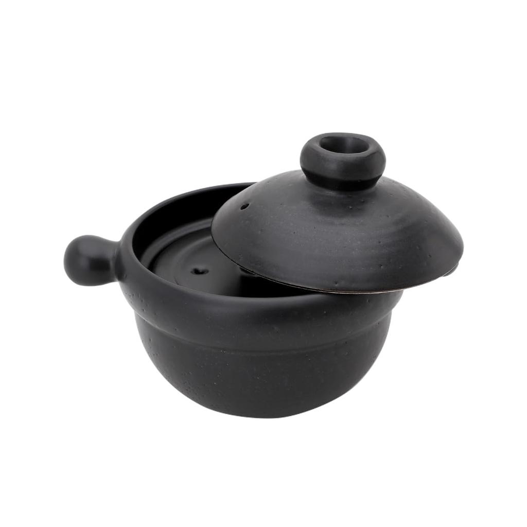 World Create Yayoi Touen Round Rice Pot, Black, 1 Go (15957)