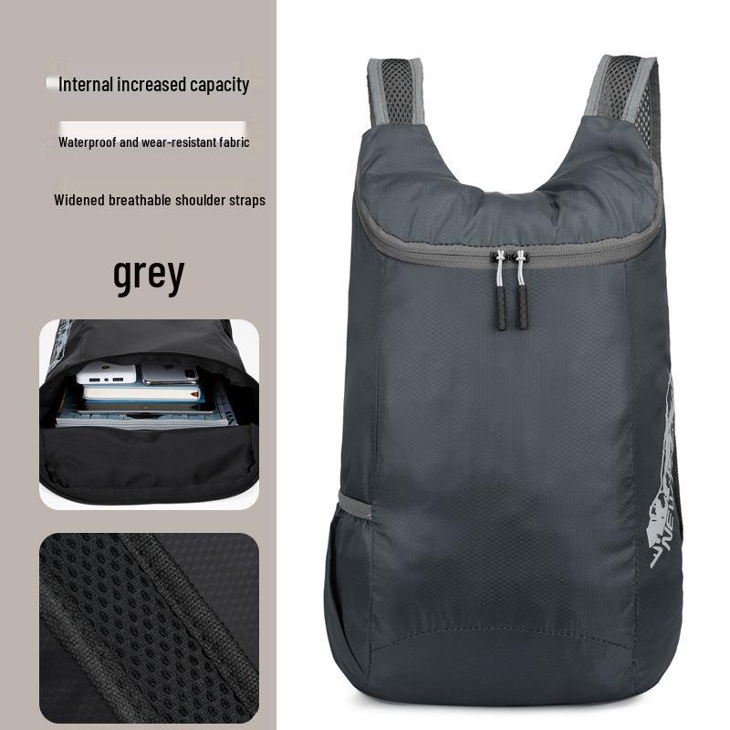 

Сверхлегкий складной рюкзак для путешествий на открытом воздухе для мужчин серый