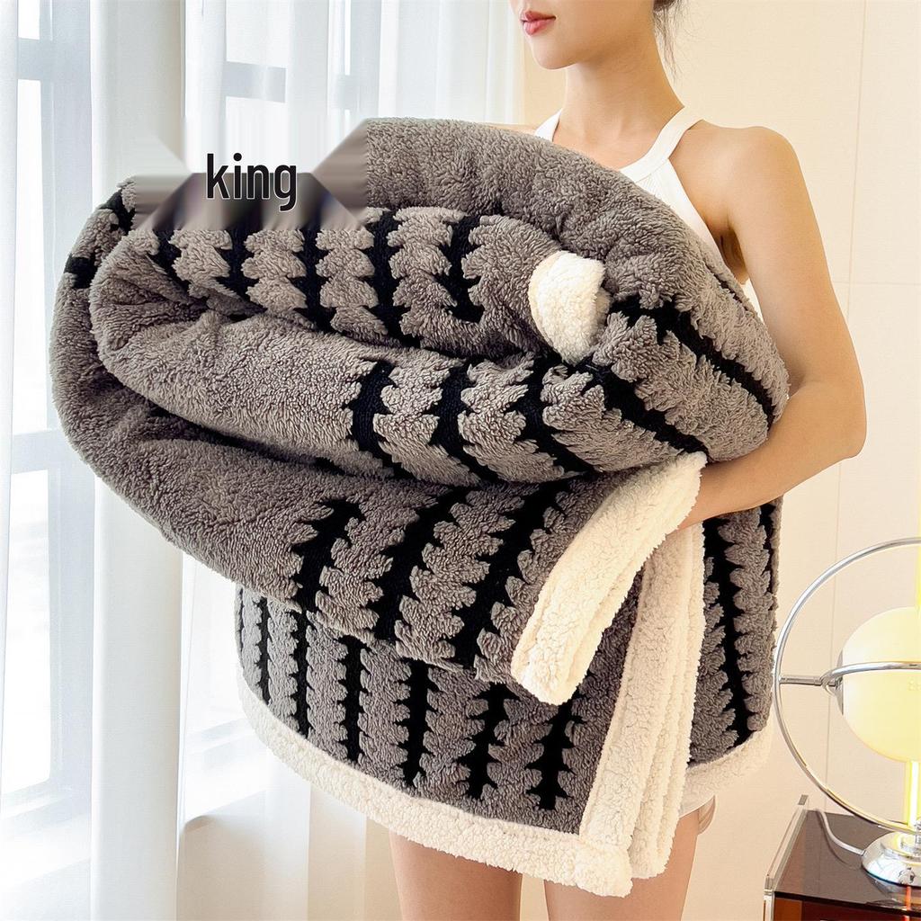 Klasse A Doppellagige Lammwoll-Decke mit Fleece-Futter – Dick, Multifunktional, Warm für Herbst & Winter mit Taft-Fleece-Bezug.