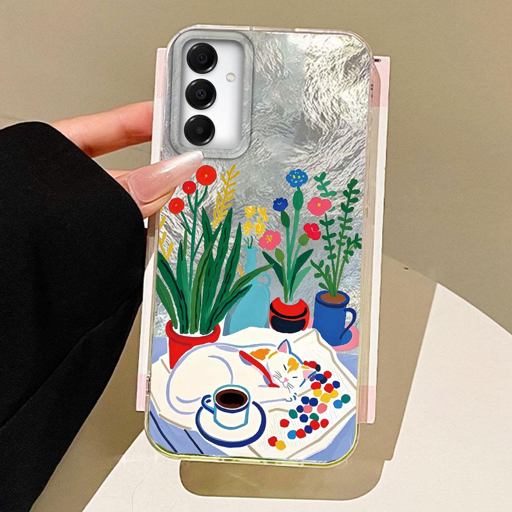 Lucky Cat Vortex Texture Women Phone Case for Samsung Galaxy A55 A56 A36 A26 A16 A53 A06 A14 A24 A34 A54 A15 A25 A35 A12 Cover