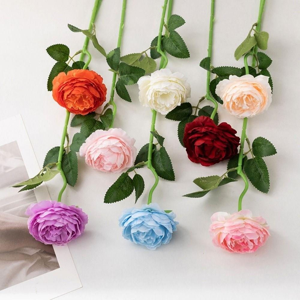 High Quality European 3heads Peony Multicolors 48*8cm/65cm Artificial Silk Rose Flower Branch Fake Rose Wedding Table Decoration