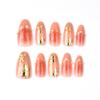 30 Pieces Valentine's Day Exquisite Pink Rose Almond Wearing Nail Gilt Flower Pearl Diamond Nail Art